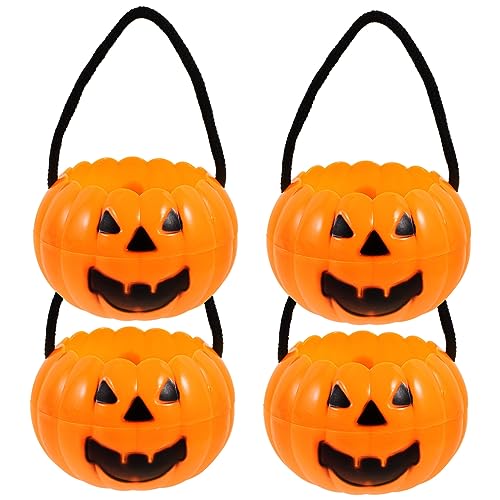 Vaguelly 12 Stk Abnehmbarer Kürbiseimer Party-bonbonglas Halloween-eimer Für Kinder Halloween-tragetaschen Favorisieren Mini Laterne Süßigkeiteneimer Kürbis-bonbonglas Netz Orange Plastik von Vaguelly