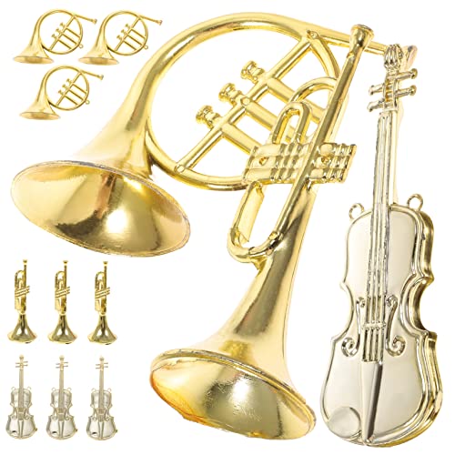 Vaguelly 12 Stück Musikinstrument Modell Miniatur Trompete Musikinstrument Weihnachtsbaumschmuck Weihnachtsdekoration Für Schlafzimmer Feiertagsschmuck Weihnachtsraumdekoration von Vaguelly