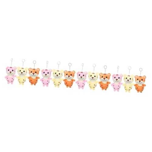 Vaguelly 12 Stück Tiger Plüschschlüssel Tigerpuppen Anhänger Mini Kuscheltier Charm Stofftier Spielzeug Cartoon Schlüsselanhänger Lipgloss Schlüsselanhänger Plüsch Kuscheltiere von Vaguelly