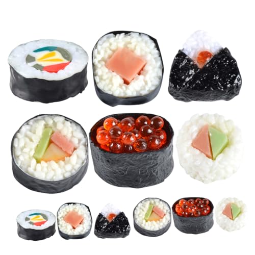 Vaguelly Realistisches Sushi- -Set 12-teilig Rollenspiel-lebensmittelspielzeug Zur Präsentation Künstliche Sushi-proben-Requisiten Für Die Fotografie von Vaguelly