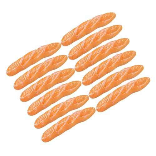 Vaguelly 12St Nachgemachtes langes Baguette Miniatur Puppe Mini-Laibpfanne Plüsch Bausatz deko praktisch DIY simulierte Requisite winziges Essen Mini-Ornament Minibrot Harz Orange von Vaguelly