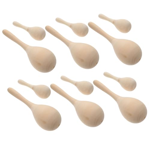 Vaguelly 12St Rassel Maracas- aus Holz Musikinstrumente, Kleinkindmusikspielzeug Percussion-Maracas Musikspielzeug für Maracas-Schüttler aus Holz hölzern von Vaguelly