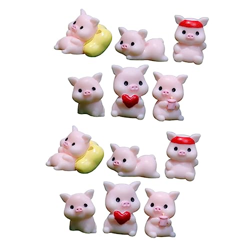 Vaguelly 12St entzückende Figur Cute Decor miniaturfiguren gartendekoration miniaturen Figuren autodeko Huhn Kaninchen bastelset Miniaturen schmücken schöne Tierfigur Harz Rosa von Vaguelly