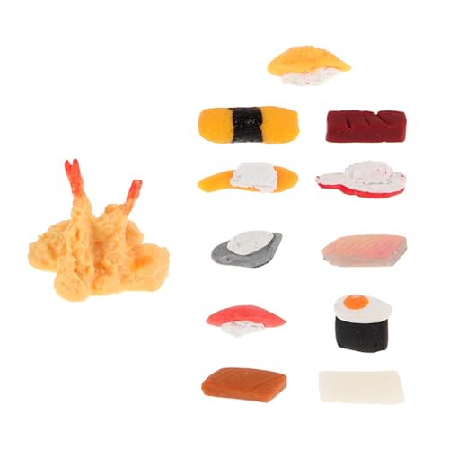 Vaguelly 12st Sushi-Modell Spielzeug Essensspielzubehör Mini-Modell Für Japanisches Essen Künstliches Winziges Essen Puppenhaus-Sushi Miniatur-Sushi-Figur Kleines Ausstellungsessen Plastik von Vaguelly