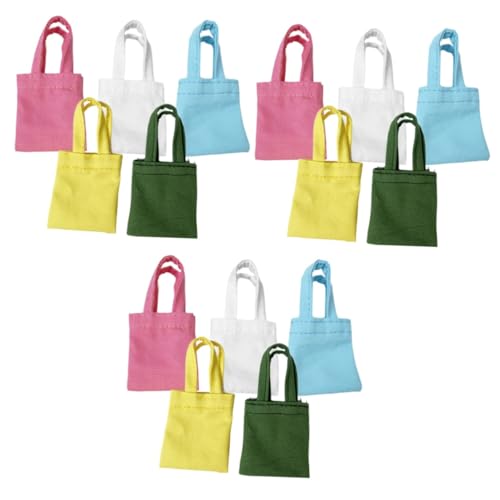 Vaguelly 15 STK Mini Handgefertigte Canvas-Tasche Puppenhandtasche Mini-umhängetasche Mini-Einkaufstasche Mini-puppentasche Miniatur-Einkaufstasche Miniatur-puppentaschen Segeltuch von Vaguelly