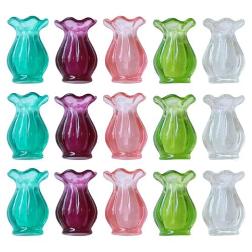 Vaguelly 15 Stück Miniatur-Blumenvasen für Puppenhäuser – kleine Vasen für Tischdekoration, kleine Pflanzgefäße zum Basteln, Mikrolandschaften, Innendekoration Vaguelly 15 Stück Miniatur-Blumenvasen für Puppenhäuser – kleine Vasen für Tischdekoration, kleine Pflanzgefäße zum Basteln, Mikrolandschaften, Innendekoration von Vaguelly