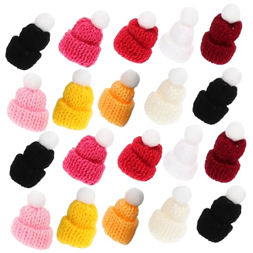 Vaguelly 150 STK Mini-Mütze Mini Strickmützen Puppenhüte kleine Weihnachtsmützen zum Basteln Mini-Puppen Bastelhüte Miniatur-Puppenhut Mini-Weihnachtsmütze Mini-Hut Hutschmuck Polyester von Vaguelly