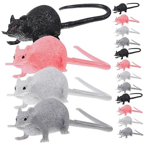 Vaguelly 16 Stück Gummi Ratten Dekorationen Zum Dekorieren Von Zubehör Spielzeug Geister Kürbis Mini Puppenhaus Tier Kind Kunststoff Ratten Make Up Kostüm Requisiten von Vaguelly