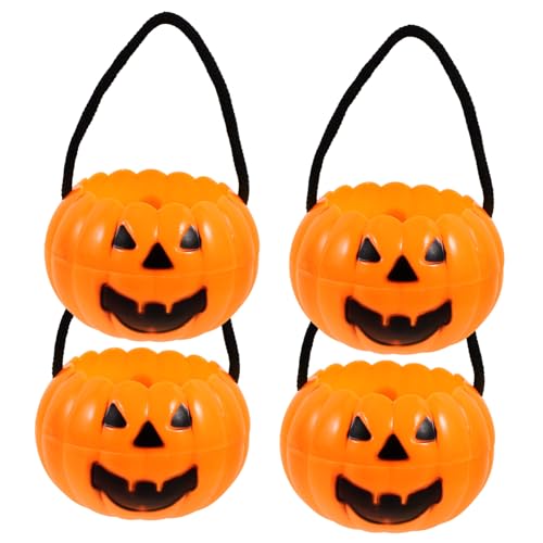 Vaguelly 16 Stk Abnehmbarer Kürbiseimer Kürbis Eimer Tasche für Halloween-Gefälligkeiten Netz halloween tasche für süßigkeiten halloween candy bag Plastikeimer mit Griffen Kürbiseimer lose von Vaguelly