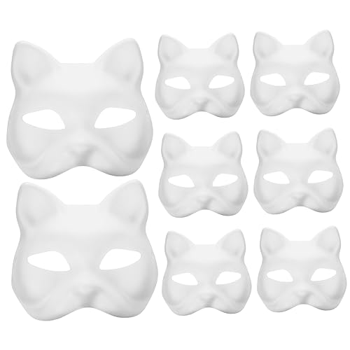 Vaguelly 16 Stück Leere Masken Aus Zellstoff Einfache Bastel-Katzenmaske Halloween-Maske Therain-Maske Einfache Maske Bemalbare Maske Zum Dekorieren Katzen-Maskenmaske von Vaguelly