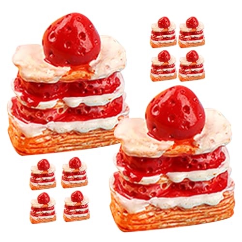 Vaguelly 16 Stück Erdbeer Sahne Kuchen Miniatur Kuchenladen Zubehör Künstliche Dessert Dekoration Mini Zubehör Künstliches Kuchen Modell Mini Dekorationen Mini Kuchen von Vaguelly