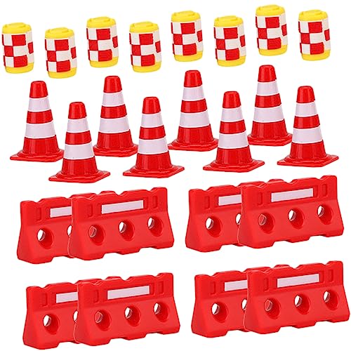 Vaguelly 180-Teiliges Straßenschild-Barrikade-Spielzeug Mini-Spielzeug Kidcraft-Spielset Sicherheitskegel Verkehrskegel Ornament Mini-Straßensperre von Vaguelly