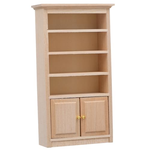 Vaguelly 1Stk Massivholzschrankmodell deko Hand deko Kinderzimmer Dekoration Dekoratives Accessoire weißes einstellbar Miniaturmöbel Mini-Studienbuchregal hölzern Beige von Vaguelly