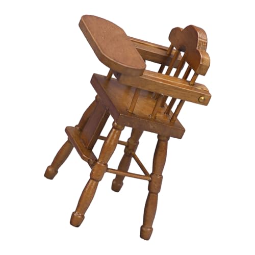 Vaguelly 1Stk Mini Esszimmers tuhl high Chair hochstühle Babys hochstuhl Miniature doll Furniture Miniature doll Decor Modell Mini-Möbel Mini-Hausschmuck hölzern von Vaguelly