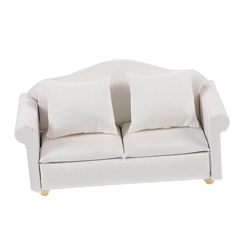 Vaguelly 1Stk Mini-Sofa Mini-Landschaftssofa Strauß ästhetisch Puppe Bausatz bastelzeug handwerkskunst Hausmodelle Modellbau tischdeko esstisch Couch Doppelsofa Sofa-Modell Holz Weiß von Vaguelly