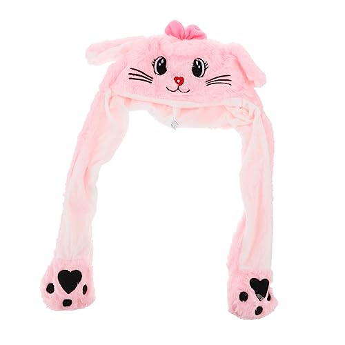 Vaguelly 1Stk Ohrenmütze funnytoys funny toys fun toy Tierische Kopfbedeckung Niedliche Hasenohren tierischer Hut Plüschmütze Plüschohr bewegender Hut pelziger Hasenhut Rosa von Vaguelly