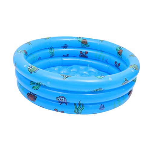 Vaguelly 1stk Aufblasbares Schwimmbecken Mit DREI Ringen Badewanne Für Schwimmbad Pools Sommer -wasserspielzeug Wassersprinkler Für Wasser - Blue PVC von Vaguelly