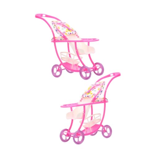 Vaguelly 2 STK Kinderwagen Kleinkind-puppenspielzeug Spielzeugbabys Spielzeug Einkaufswagen-Spielzeug Puppenwagen Babypuppenwagen Babyspielzeug Babywagen Puppenwiege Plastik von Vaguelly