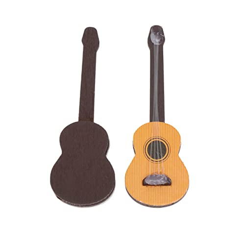 Vaguelly 2 STK Mini-Gitarre Miniaturinstrumente Puppenhauszubehör Dekorationszubehör Für Puppenhäuser Zubehör Für Das Puppenhaus Von Melody Jane Miniatur-hausmöbel Spielzeug Gitarre Hölzern von Vaguelly