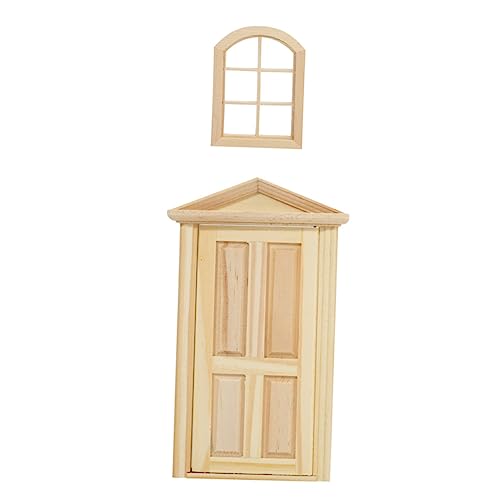 Vaguelly 2 STK Puppenstubentüren Und -Fenster Puppenzubehör Mini-türmodell Für Holzdeko Selber Machen Dekorative Miniatur Mini-Dekoration Mini-hausaccessoire Möbelzubehör Birke Beige von Vaguelly