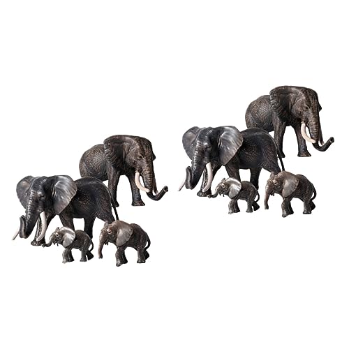 Vaguelly 2 Sätze 4tlg Simulationstiermodell Modell Einer Elefantenfigur Tierisches Spielzeug Action Figur Spielzeuge Modelle Tiermodell-Ornament Elefantenmodell Kind Afrika Wild von Vaguelly