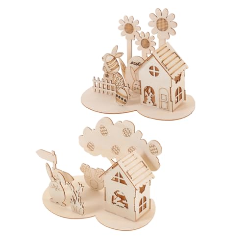 Vaguelly 2 Sätze Dreidimensionales Puzzle Spielzeug Dekoration Puzzlekleber Puzzle Sortierschalen 3d-montagepuzzle Holzpuzzle Für Kleinkinder Ostergeschenk Für Kinder Khaki Hölzern von Vaguelly