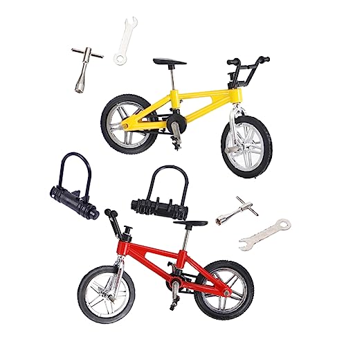 Vaguelly 2 Sätze Fingerrad kinderspielzeug Kinder Spielzeug geburtstagsmitgebsl Finger Bike wohnungseinrichtung Heimtrainer Mini-Fingerbikes Tischspiel Simulation Fahrrad Spielzeug Plastik von Vaguelly