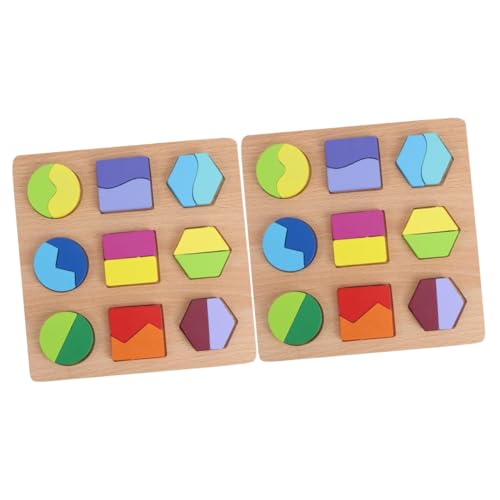 Vaguelly 2 Sätze Geometrie Mathe Spielzeug zabawki stymulujące rozwój Pädagogisches Spielzeug Holzformen-Puzzle Geometriespielzeug für Kinder Geometrie-Puzzle aus Holz Hölzern von Vaguelly