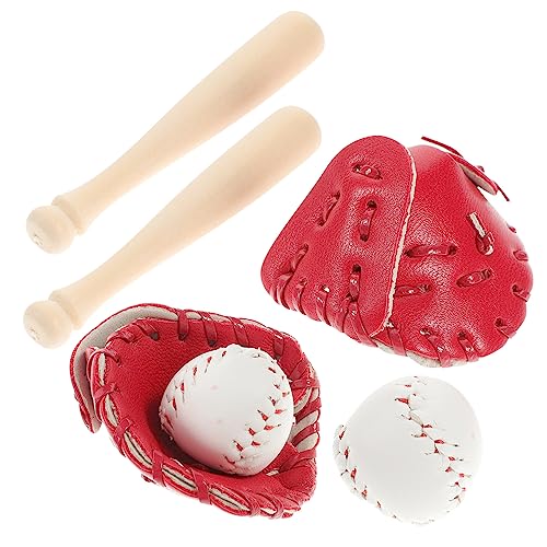 Vaguelly 2 Sätze Handschuh Für Baseballschläger Puppenhaus Zubehör Mini Sportliche Miniaturen Mini-sportbälle Zum Basteln So Tun, Als Würden Sie Spielset Mini-Baseball Stoff von Vaguelly