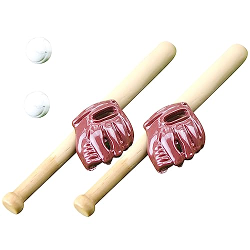 Vaguelly 2 Sätze Handschuh Für Baseballschläger Spiele Schlagballschläger Aufblasbare Spielzeuge Für Golfbälle Miniatur-spielsets Für Mädchen Sportbälle Rollenspielset Holz von Vaguelly