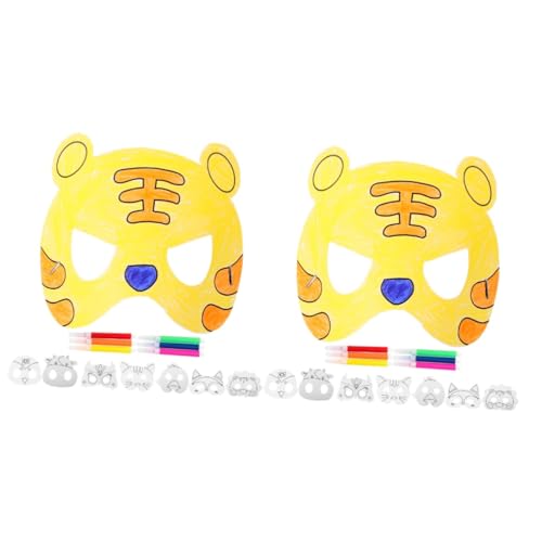 Vaguelly 2 Sätze Leere Maske ausmalen DIY-Graffiti-Masken Fuchsmaske Tiermasken für Kinder Maske aus Pappmaché halloween masken halloweenmaske Halloween-Requisiten Weiße DIY-Masken Papier von Vaguelly