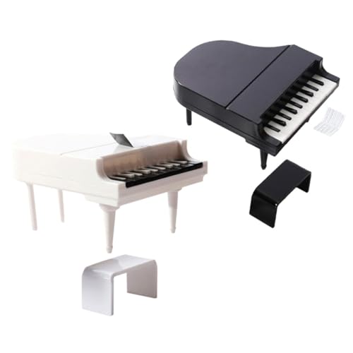 Vaguelly 2 Sätze Puppenhaus-Klavier Mini-frösche Miniaturen Klavierständer Tastenklavier Mini- -Musikinstrument Mini-Piano-Modell Puppenhaus Klavier Und Hocker Mini-hausmöbel von Vaguelly