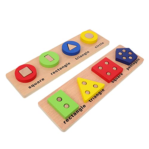 Vaguelly 2 Sätze Solides Geometrie-Puzzle entwicklung kindliche entwicklung Kindergeburtstag Kindergeburtstagsgeschenk Kindergeschenk passender Block Holz von Vaguelly