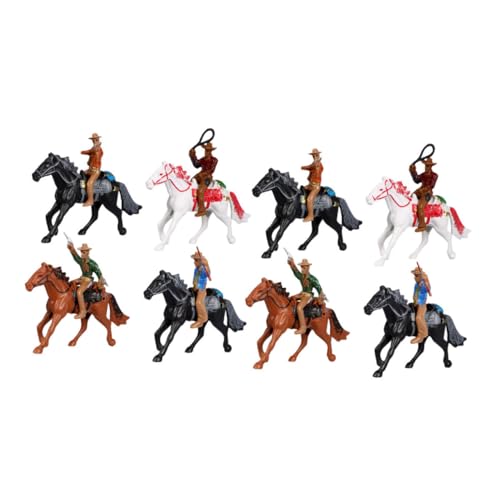 Vaguelly 2 Sätze Western-Cowboy-Modell Figuren Spielfigur Charaktermodelle Spielfiguren-spielsets Tiere Spielzeug Cowboy-Modelle Pferdespielzeug Figurenspielsets Klein Cowboy-Figur Plastik von Vaguelly