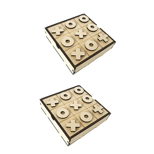 Vaguelly 2 Sätze xo Schach Kinder Puzzle rätselbuch Kinder Ludo brettspiel Kinder laubsäge Board Game Spielzeug für Kinder xo Familienspiele Zehenspiel Brettspiele aus Holz Lindensperrholz von Vaguelly