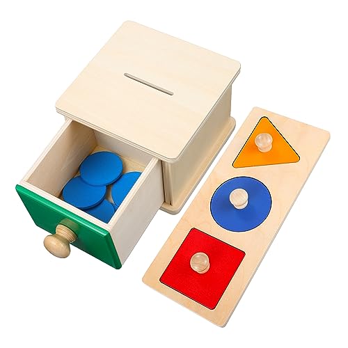 Vaguelly 2 Satz Münzbox Geometrie Kinderpuzzle Kinderspielzeug Kleinkind-Puzzle Puzzles Spielzeug -Rätsel holzspielzeug holzspielsachen blockiert Spielzeug Blöcke sortieren und stapeln von Vaguelly