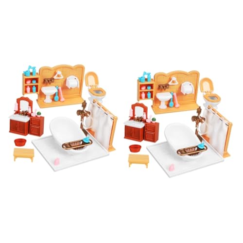 Vaguelly 2 Sets Kleine Möbel Modell Miniatur Badewanne Spielzeug Miniaturmöbel Mini Möbel 1/12 Puppenhaus Badezimmer Miniaturhaus Möbel Duschraum Zubehör Puppenhaus Aus von Vaguelly