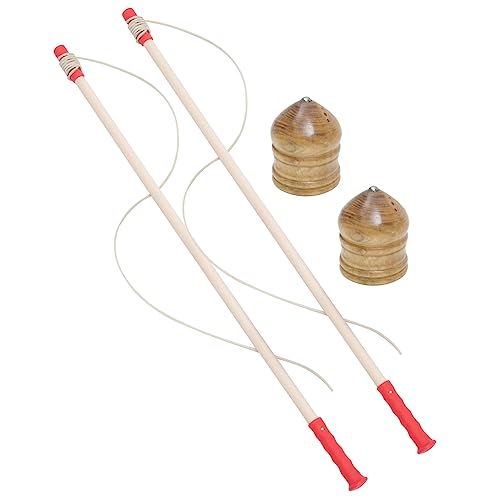 Vaguelly 2 Sets Kreisel Kinder Kreisel Kinder Fitness Kreisel Interessanter Kreisel Massivholz Kreisel Retro Design Kreisel Outdoor Kreisel Beige Holz von Vaguelly