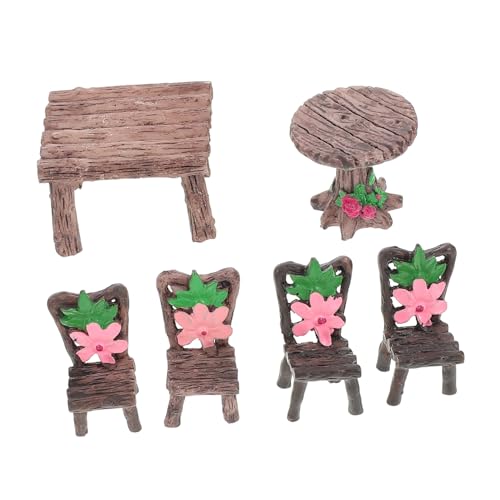 Vaguelly 2 Sets Mini Tische Und Stühle Mini Möbel Puppenstuben Tische Und Stühle Mini Ornamente Tische Und Stühle Für Den Außenbereich Gartenmöbel Puppenhaus Garten Und von Vaguelly