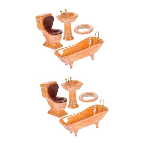 Vaguelly 2 Sets Puppenhaus Badegeschirr Puppenhäuser Puppenhausmöbel Mini Badezimmer Dekoration Miniatur Badezimmer Zubehör Puppenhaus Ornament Puppenhaus Spielzeug Miniatur von Vaguelly