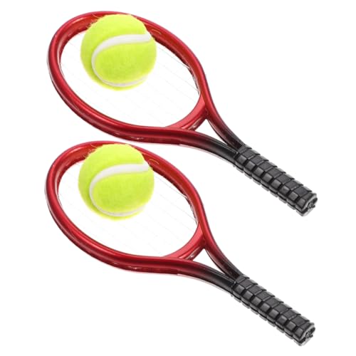 Vaguelly 2 Sets Puppenhaus Tennisschläger Und Ball Set Tisch Tennisschläger Modell Lustiges Mini Werkzeug Mini Tennisschläger Kinderspielzeug Schläger Bälle von Vaguelly