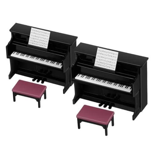 Vaguelly 2 Sets Spielzeug Kleines Klavier Puppenhaus Klavier Miniatursimulation Klavier Mini Klavier Tastatur Mikro Landschaft Ornamente Puppenhausmöbel Miniatur Klaviermodell von Vaguelly