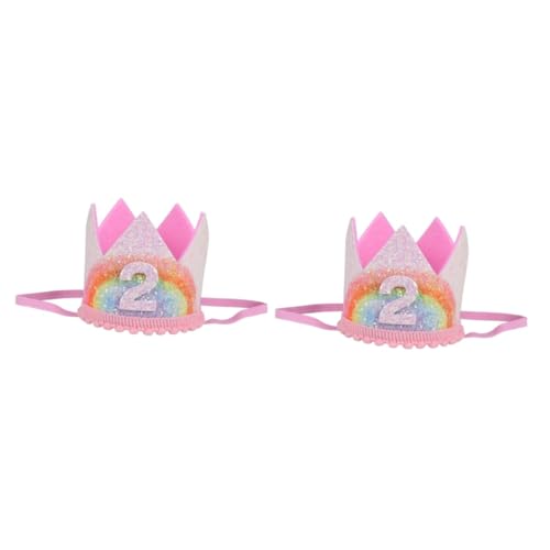 Vaguelly 2 Stück Elastische Baby Tiara Mit Glitzer 2 Tiara Geburtstagshut Kinder Partyhut Krone Kopfschmuck Hauben Für Kinder Geburtstagskappe Krone Hut Haarbänder von Vaguelly