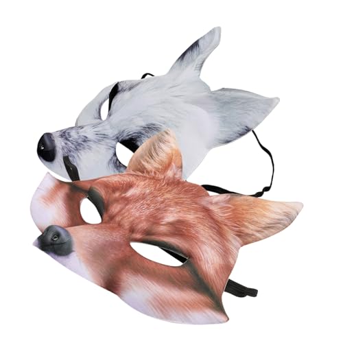 Vaguelly 2 Stück Halloween Fuchs Halbmaske aus EVA Detailreiche Tier halbgesichtsmaske für Erwachsene Wiederverwendbar Einfach zu Reinigen Passform für Kostümpartys und Cosplay Vaguelly 2 Stück Halloween Fuchs Halbmaske aus EVA Detailreiche Tier halbgesichtsmaske für Erwachsene Wiederverwendbar Einfach zu Reinigen Passform für Kostümpartys und Cosplay von Vaguelly