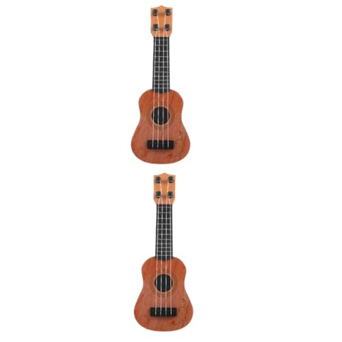 Vaguelly 2 Stück Kinder Gitarrenspielzeug Gitarren Lernspielzeug Ukulele Musikspielzeug Puppenhaus Gitarrenstütze Realistische Gitarrenfigur Musikalisches Lernspielzeug von Vaguelly