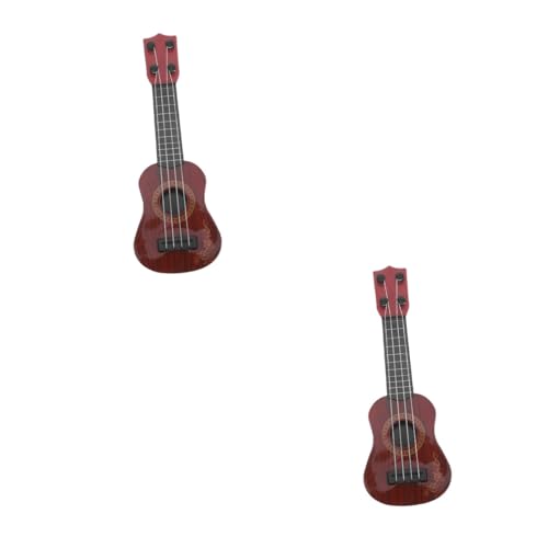 Vaguelly 2 Stück Kindergitarre Ukulele Banjo Instrument Spielzeug Musikinstrument Spielzeug Mini Musikinstrument Gitarre Replik Modell Realistische Gitarrenfigur Spielzeug Braune von Vaguelly