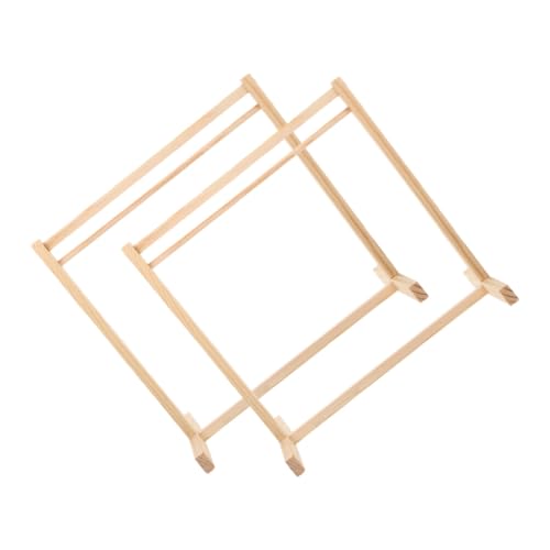 Vaguelly 2 Stück Kleiderbügel Puppenhaus Möbel Kleiderbügel Puppenhosen Kleiderbügel Ständer Zubehör Mini Puppen Kleiderbügel Halter Puppen Kleiderbügel Rack Puppenkleid Rack Holz von Vaguelly