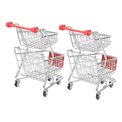 Vaguelly Kindereinkaufswagen 2 Stück Mini Einkaufswagen Spielzeug Einkaufswagen Mini Körbe Für Gastgeschenke Wagen Für Kleine Einkaufswagen Handwagen Spielzeug Mini Supermarkt Wagen Schreibtisch von Vaguelly