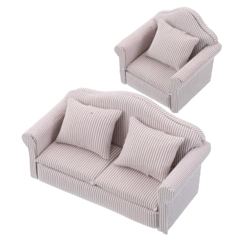 Vaguelly 2 Stück Miniatur Puppenhaus Sofa Holz mit Stoffbezug Miniaturmöbel Wohnzimmerdekoration Rosa für Puppenstube und Sammler Vaguelly 2 Stück Miniatur Puppenhaus Sofa Holz mit Stoffbezug Miniaturmöbel Wohnzimmerdekoration Rosa für Puppenstube und Sammler von Vaguelly