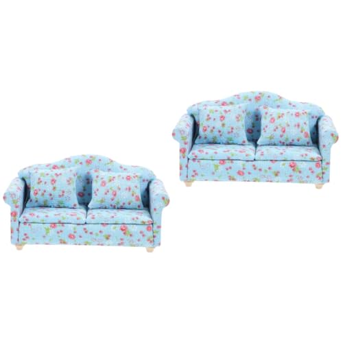 Vaguelly 2 Stück Puppenhaus Sofa Puppenhaus Miniatur Sofa Mini Zubehör Mini Möbel Schmuck Puppenhaus Mini Sofa Puppenhaus Möbel Mini Sofa Mit Kissen Mini Zubehör von Vaguelly